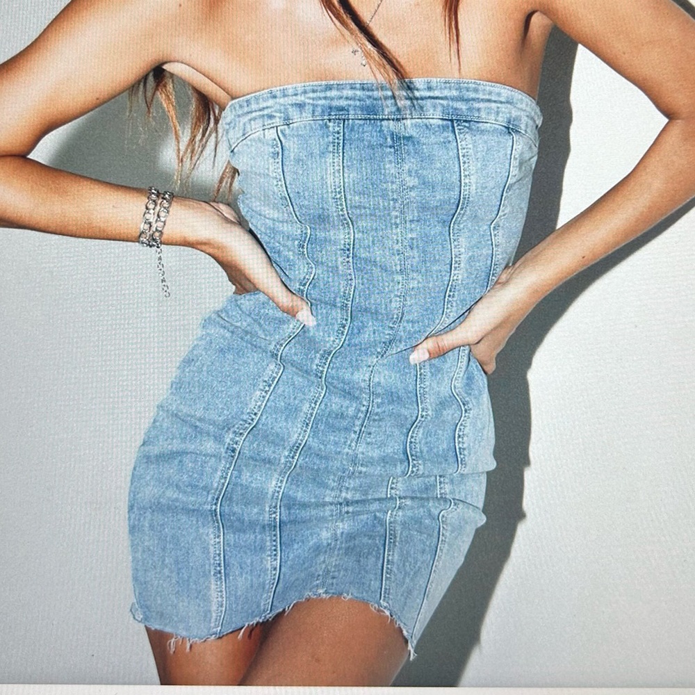 Princess Polly Denim Strapless Mini Dress